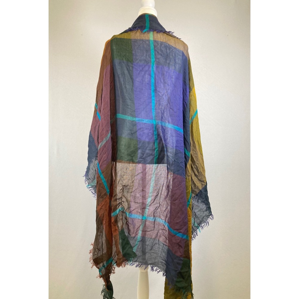 Boho Plaid A New Day Womens OS Multicolor Oversized Fringe Blanket Scarf Wrap